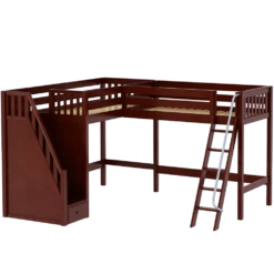 Maxtrix Twin XL High Corner Loft Bed With Ladder + Stairs - L -Kids Furniture ROOFTOP CS fc9d5217 fdfe 4f9e 84f6 d48143be7d2d