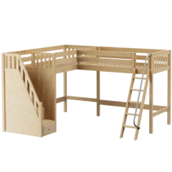 Maxtrix Twin XL High Corner Loft Bed With Ladder + Stairs - L -Kids Furniture ROOFTOP NS b4f53e52 28ad 4a43 840a 875230894585