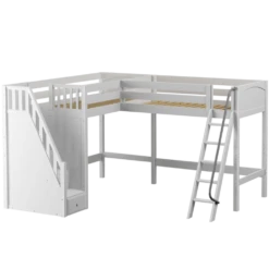 Maxtrix Twin XL High Corner Loft Bed With Ladder + Stairs - L -Kids Furniture ROOFTOP WP cd12bc88 4fe5 4b63 b9c1 cd966935f290