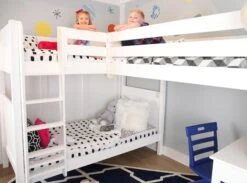 Maxtrix Twin High Corner Loft Bunk Bed With Ladder + Stairs - R -Kids Furniture RUOMF5Z 1553019845971
