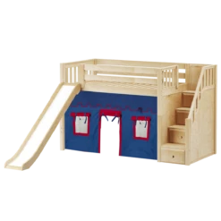 Maxtrix Twin Mid Loft Bed With Stairs, Curtain + Slide -Kids Furniture SAMBA21 NS 462eb34b 16ea 4644 8376 1d4bc2d0aefa