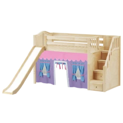 Maxtrix Twin Mid Loft Bed With Stairs, Curtain + Slide -Kids Furniture SAMBA27 NC 5b4f6ebc 7699 4b5f a654 5536cda7f8f0