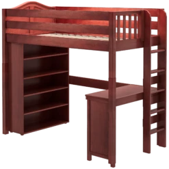 Maxtrix Twin High Loft Bed With Straight Ladder On End, Storage + Desk -Kids Furniture SLAM2 CC LEFT