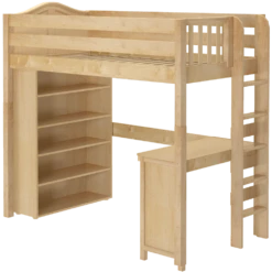 Maxtrix Twin High Loft Bed With Straight Ladder On End, Storage + Desk -Kids Furniture SLAM2 NC LEFT