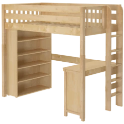 Maxtrix Twin High Loft Bed With Straight Ladder On End, Storage + Desk -Kids Furniture SLAM2 NS LEFT