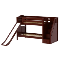 Maxtrix Twin Low Bunk Bed With Stairs + Slide -Kids Furniture SNIGGLE CC