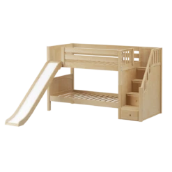 Maxtrix Twin Low Bunk Bed With Stairs + Slide -Kids Furniture SNIGGLE NP