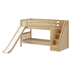 Maxtrix Twin Low Bunk Bed With Stairs + Slide -Kids Furniture SNIGGLE NS