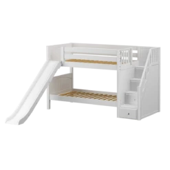 Maxtrix Twin Low Bunk Bed With Stairs + Slide -Kids Furniture SNIGGLE WP