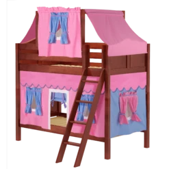 Maxtrix Twin Medium Bunk Bed With Angled Ladder, Top Tent + Curtain -Kids Furniture SOFTSPOT28 CC