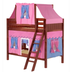 Maxtrix Twin Medium Bunk Bed With Angled Ladder, Top Tent + Curtain -Kids Furniture SOFTSPOT28 CP
