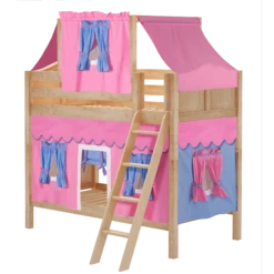 Maxtrix Twin Medium Bunk Bed With Angled Ladder, Top Tent + Curtain -Kids Furniture SOFTSPOT28 NC