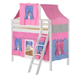 Maxtrix Twin Medium Bunk Bed With Angled Ladder, Top Tent + Curtain -Kids Furniture SOFTSPOT28 WC