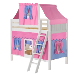 Maxtrix Twin Medium Bunk Bed With Angled Ladder, Top Tent + Curtain -Kids Furniture SOFTSPOT28 WP