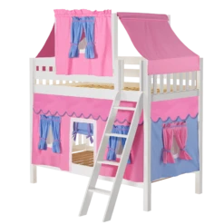 Maxtrix Twin Medium Bunk Bed With Angled Ladder, Top Tent + Curtain