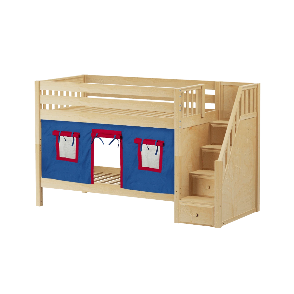 Maxtrix Twin Low Bunk Bed With Stairs + Curtain 16 Maxtrix Twin Low Bunk Bed With Stairs + Curtain - Image 14