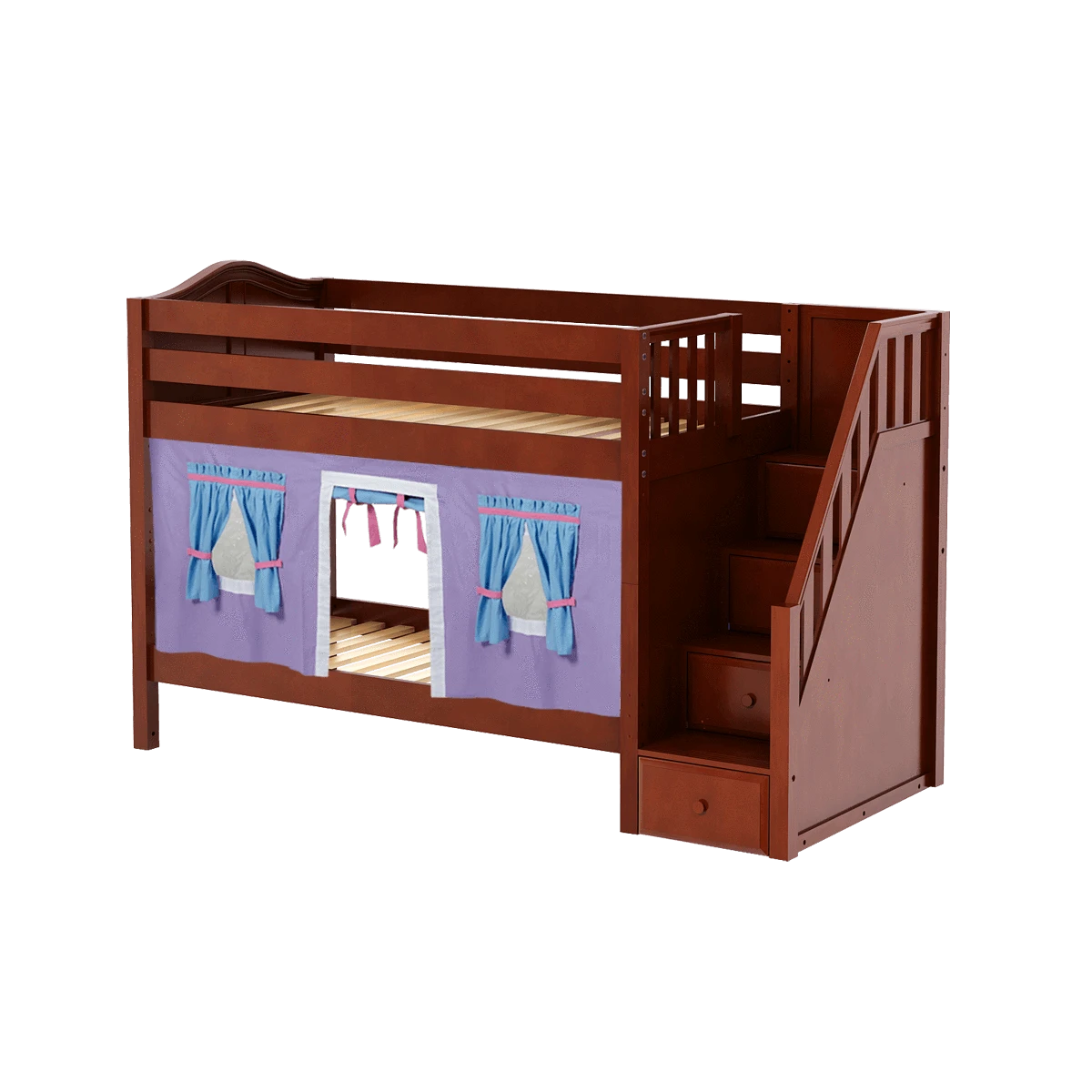 Maxtrix Twin Low Bunk Bed With Stairs + Curtain 14 Maxtrix Twin Low Bunk Bed With Stairs + Curtain - Image 12
