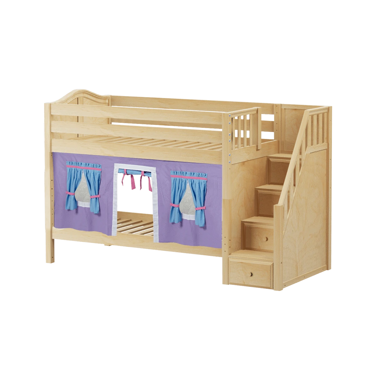 Maxtrix Twin Low Bunk Bed With Stairs + Curtain 15 Maxtrix Twin Low Bunk Bed With Stairs + Curtain - Image 13