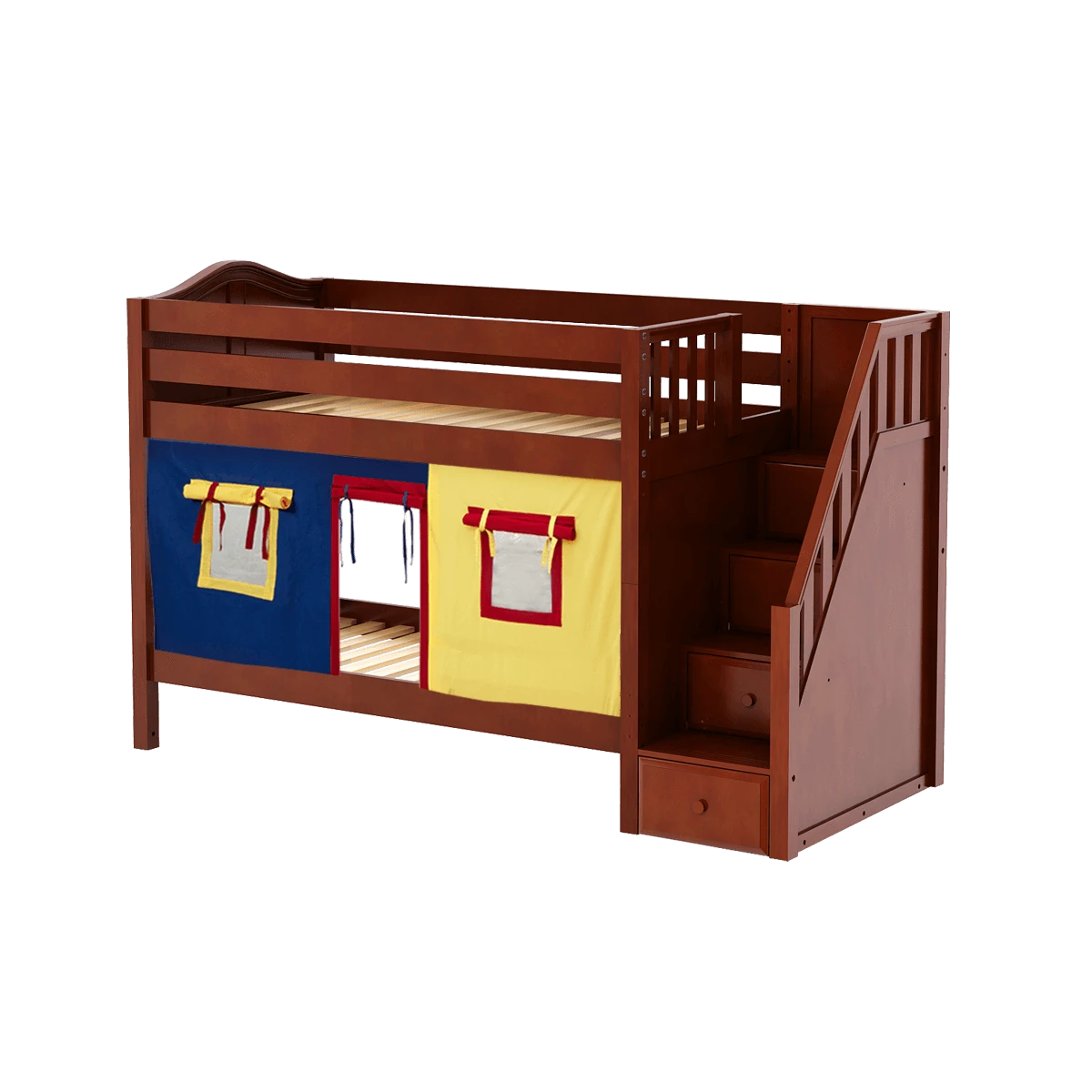 Maxtrix Twin Low Bunk Bed With Stairs + Curtain 21 Maxtrix Twin Low Bunk Bed With Stairs + Curtain - Image 19