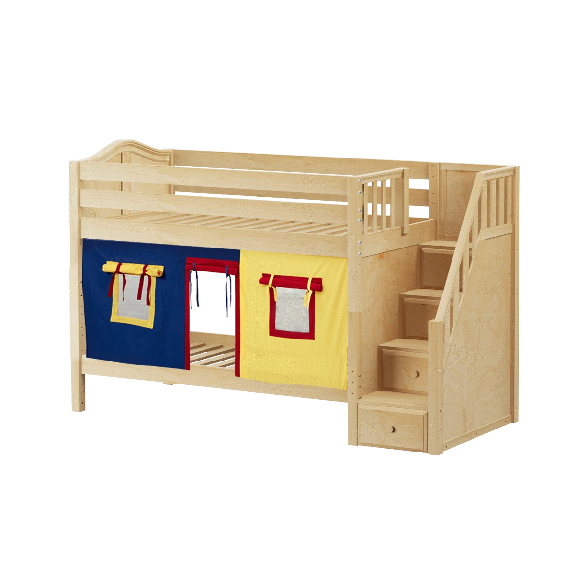 Maxtrix Twin Low Bunk Bed With Stairs + Curtain 17 Maxtrix Twin Low Bunk Bed With Stairs + Curtain - Image 15