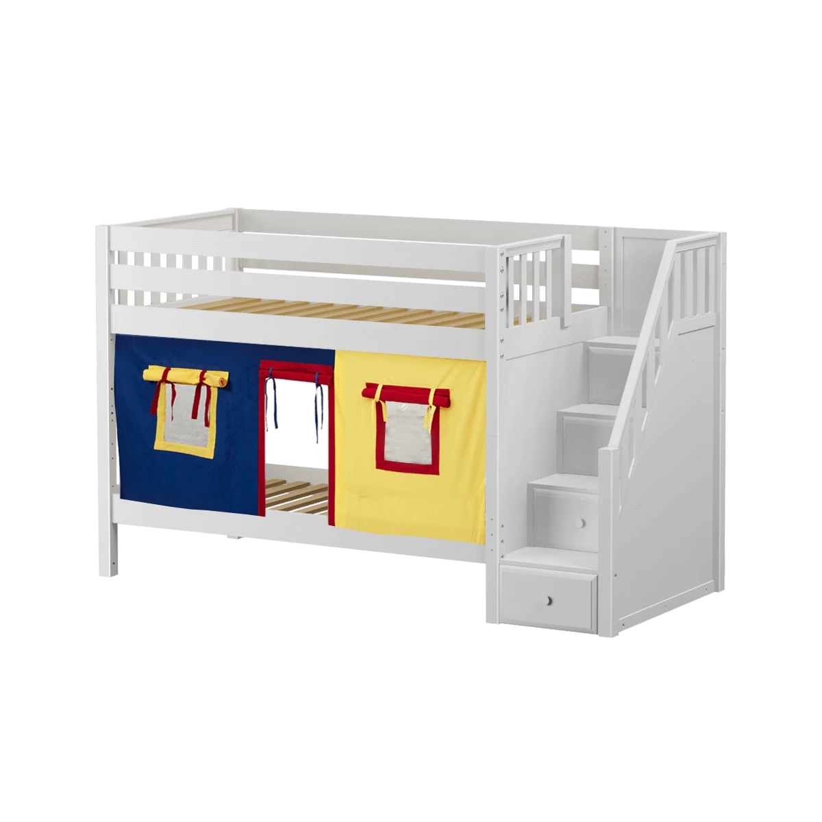 Maxtrix Twin Low Bunk Bed With Stairs + Curtain 8 Maxtrix Twin Low Bunk Bed With Stairs + Curtain - Image 6