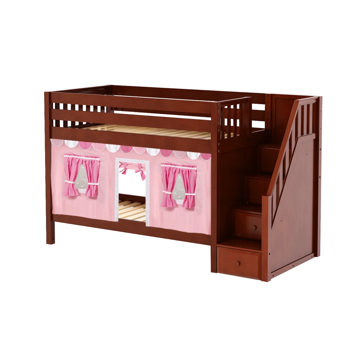 Maxtrix Twin Low Bunk Bed With Stairs + Curtain 7 Maxtrix Twin Low Bunk Bed With Stairs + Curtain - Image 5