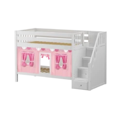 Maxtrix Twin Low Bunk Bed With Stairs + Curtain 28 Maxtrix Twin Low Bunk Bed With Stairs + Curtain -Kids Furniture STACKER64 WS