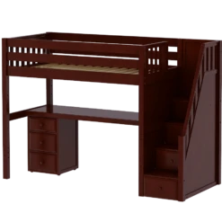 Maxtrix Twin XL High Loft Bed With Stairs + Desk -Kids Furniture STAR12 CS