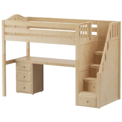 Maxtrix Twin High Loft Bed With Stairs + Desk -Kids Furniture STAR12 NC a53e7220 d018 4c4d b1b4 39be5bdf60a2