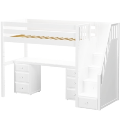 Maxtrix Twin High Loft Bed With Stairs + Desk -Kids Furniture STAR12 WP 7d3dc832 6a98 4da2 801f 0ec79bbb7515