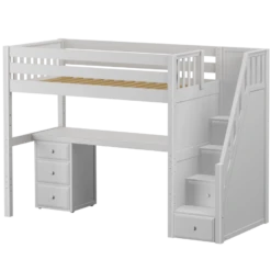 Maxtrix Twin XL High Loft Bed With Stairs + Desk -Kids Furniture STAR12 WS
