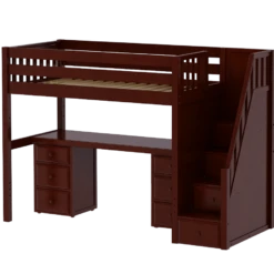 Maxtrix Twin XL High Loft Bed With Stairs + Desk -Kids Furniture STAR13 CS