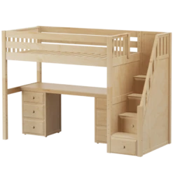 Maxtrix Twin XL High Loft Bed With Stairs + Desk -Kids Furniture STAR13 NS