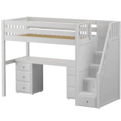 Maxtrix Twin XL High Loft Bed With Stairs + Desk -Kids Furniture STAR13 WS