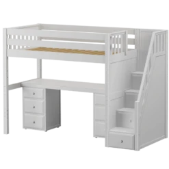 Maxtrix Twin High Loft Bed With Stairs + Desk -Kids Furniture STAR13 WS 10ddbe64 1205 472d ad08 0ea11d68adf4