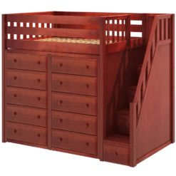 Maxtrix Twin High Loft Bed With Stairs + Storage -Kids Furniture STAR3 CS