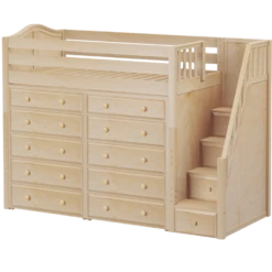 Maxtrix Twin High Loft Bed With Stairs + Storage -Kids Furniture STAR3 NC