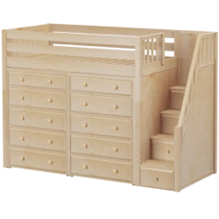 Maxtrix Twin High Loft Bed With Stairs + Storage -Kids Furniture STAR3 NP