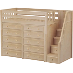 Maxtrix Twin High Loft Bed With Stairs + Storage -Kids Furniture STAR3 NS