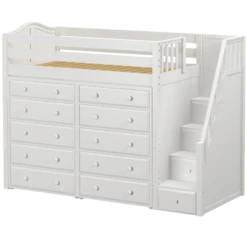 Maxtrix Twin High Loft Bed With Stairs + Storage -Kids Furniture STAR3 WC 9e837c81 8103 4e1b 80df 663a49006d77