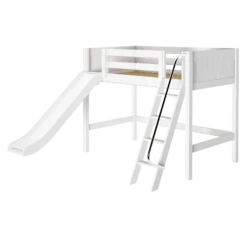 Maxtrix Twin Mid Loft Bed With Slide -Kids Furniture SWEET WP