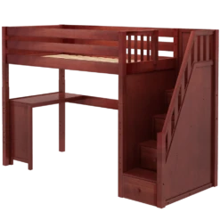 Maxtrix Twin High Loft Bed With Stairs + Corner Desk -Kids Furniture Star15 CP LEFT 2
