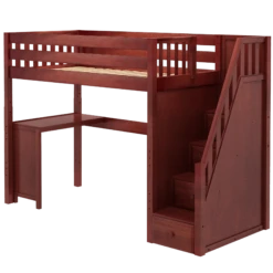 Maxtrix Twin High Loft Bed With Stairs + Corner Desk -Kids Furniture Star15 CS LEFT 2 dad07464 8bf8 46c0 ab84 a462c19387c3
