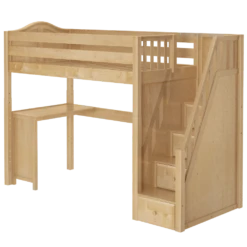 Maxtrix Twin High Loft Bed With Stairs + Corner Desk -Kids Furniture Star15 NC LEFT 2