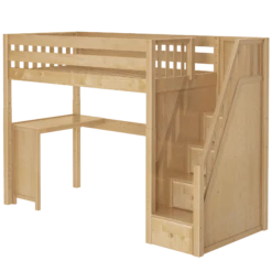Maxtrix Twin High Loft Bed With Stairs + Corner Desk