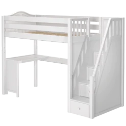 Maxtrix Twin High Loft Bed With Stairs + Corner Desk -Kids Furniture Star15 WC LEFT 2