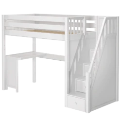 Maxtrix Twin High Loft Bed With Stairs + Corner Desk -Kids Furniture Star15 WP LEFT 2