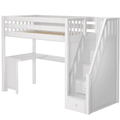 Maxtrix Twin XL High Loft Bed With Stairs + Corner Desk