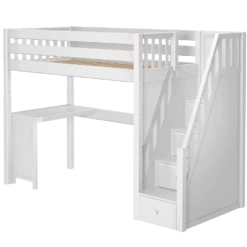 Maxtrix Twin High Loft Bed With Stairs + Corner Desk -Kids Furniture Star15 WS LEFT 2 24c37ddd f662 4945 8d53 b6f58206dfdf