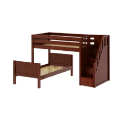 Maxtrix Full L-Shaped Bunk Bed With Stairs -Kids Furniture TANGLE CP